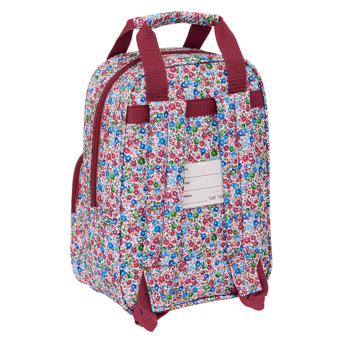 Zaino Scuola Nait Nait Flores coimbra burdeos Bordeaux 20 x 28 x 8 cm - Image 3