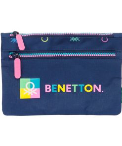 Astuccio Scuola Benetton Cool Blu Marino 23 x 16 x 3 cm