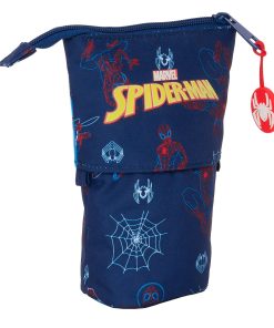 Astuccio Portapenne Spider-Man Neon Blu Marino 8 x 19 x 6 cm