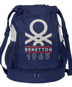 Zaino a Sacca per Bambini Benetton Varsity Grigio Blu Marino 35 x 40 x 1 cm