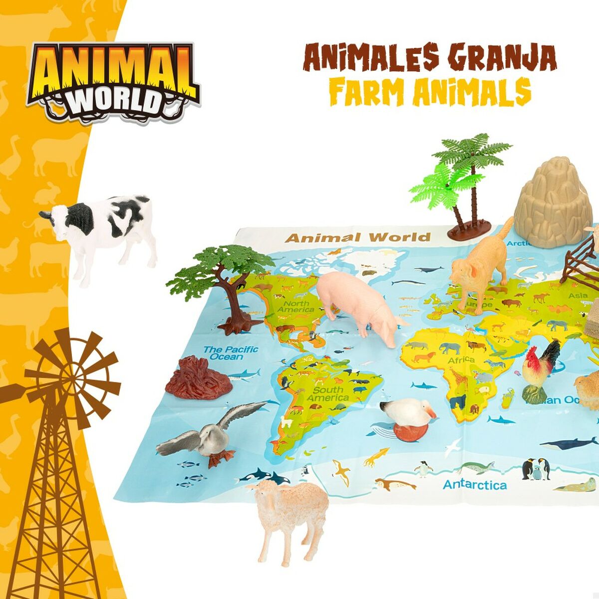 Figure di animali Colorbaby 19 Pezzi Fattoria Plastica 13 x 8 x 3 cm (6 Unità)