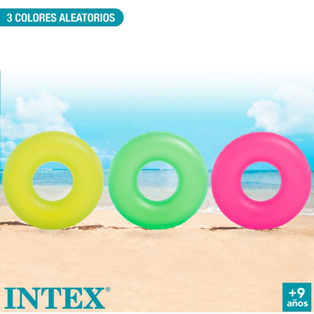 Salvagente Gonfiabile Donut Intex Neon 91 x 91 cm (24 Unità) - Image 3