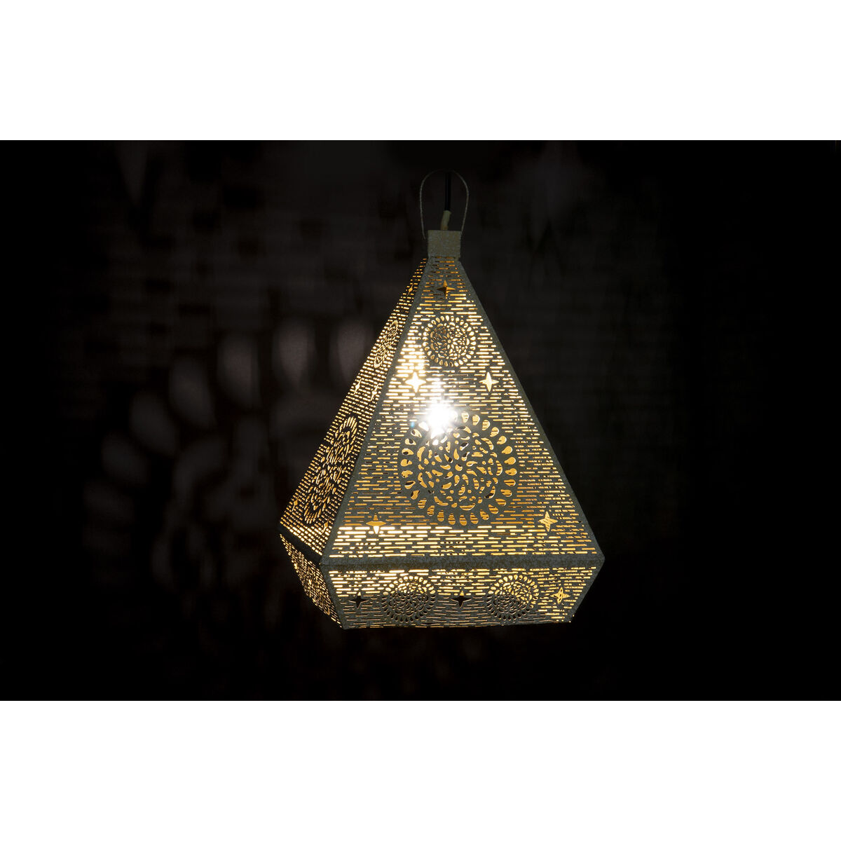 Lampadario Home ESPRIT Bianco Dorato Metallo 25 W 29 x 26 x 40 cm - Image 4