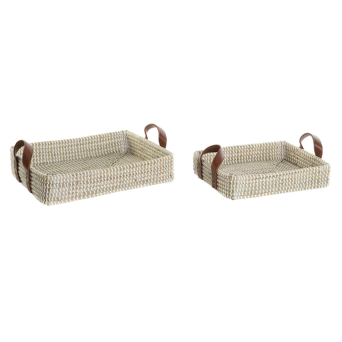 Set di Cestini DKD Home Decor Fibra naturale Naturale Città 41 x 32 x 9 cm