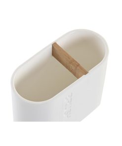 Portaspazzolini da Denti DKD Home Decor Bianco Naturale Bambù polipropilene 11,5 x 5,5 x 10,5 cm (12 Unità)
