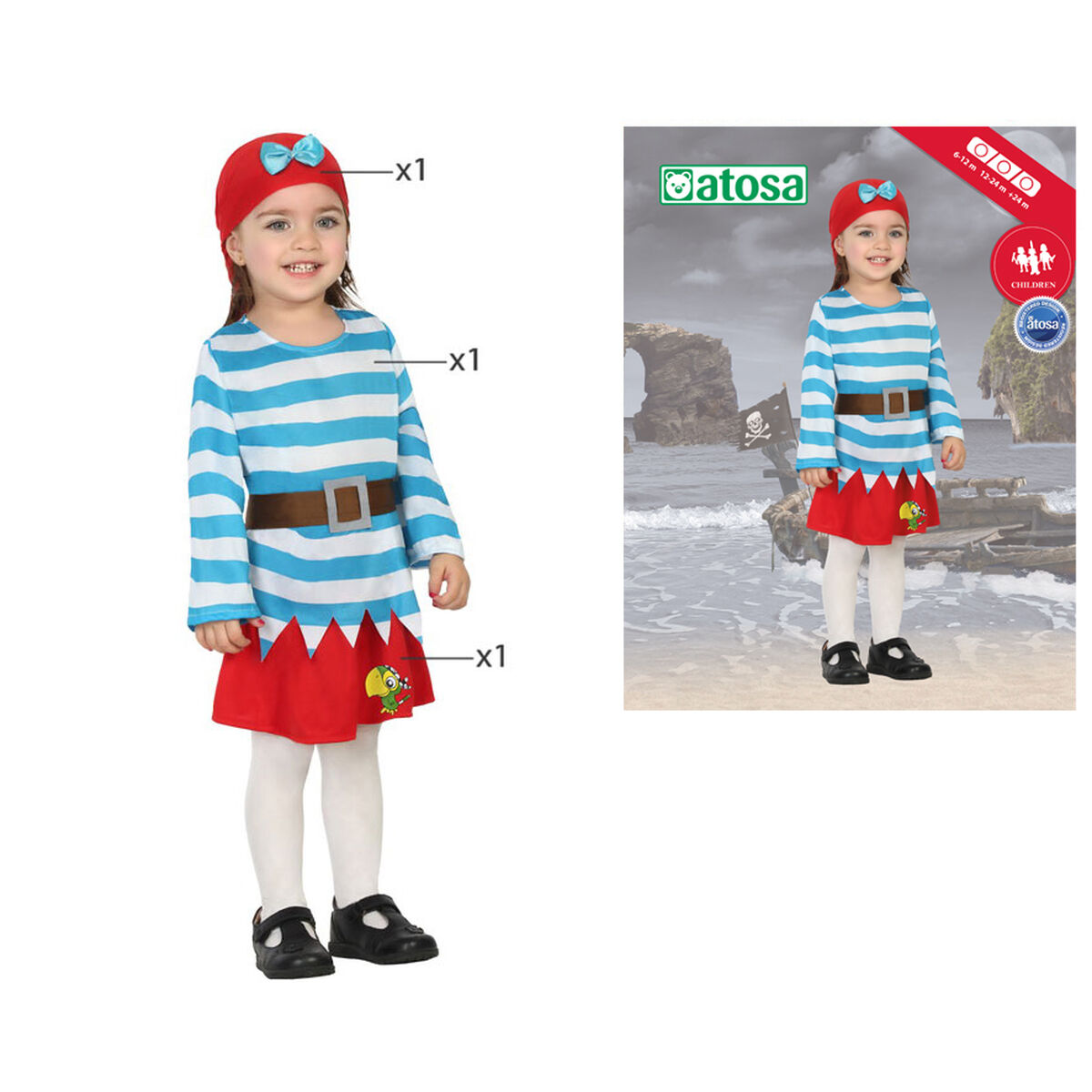 Costume per Neonati Th3 Party Multicolore Pirati (3 Pezzi) Taglia:0-6 Mesi