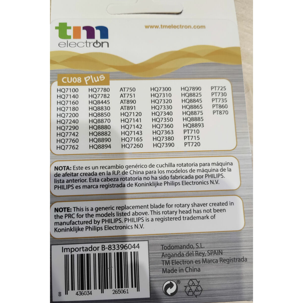 Testina del rasoio TM Electron