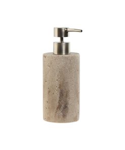 Dispenser di Sapone Home ESPRIT Crema Argentato Resina Polietilene Marmo 7 x 7 x 17,5 cm
