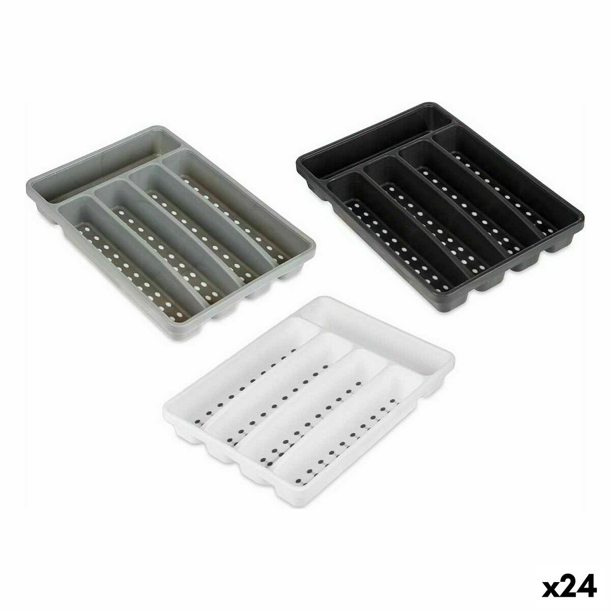 Vassoio Portaposate Kinvara CN19128-1 Bianco Nero polipropilene 22,5 x 4,5 x 32 cm (24 Unità)