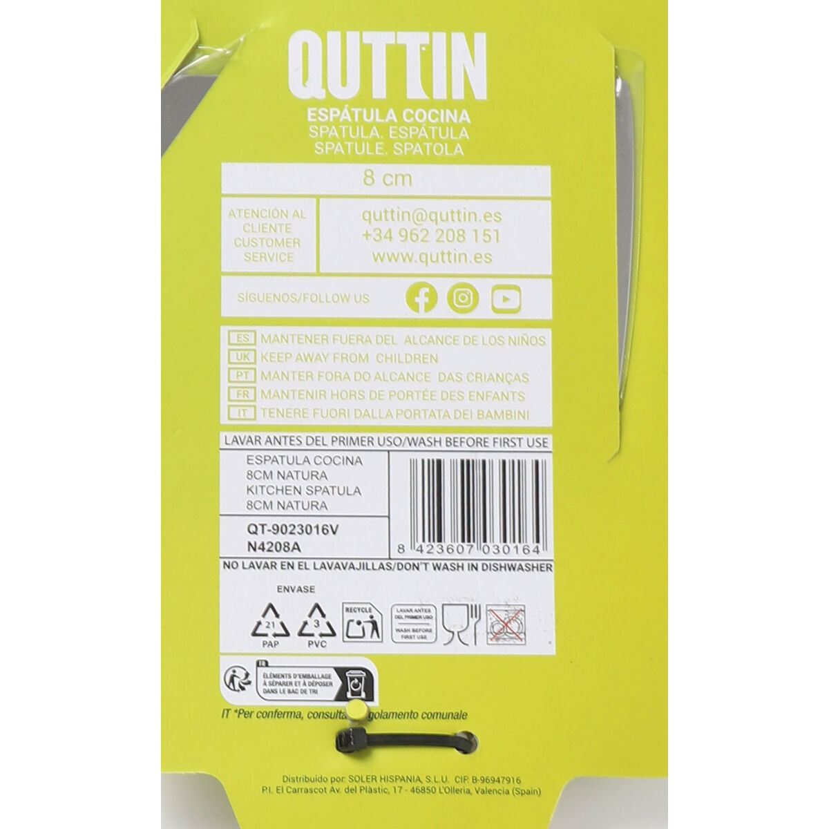 Spatola per Piastra Quttin Natura 21,5 cm (36 Unità)