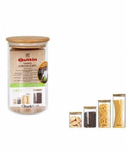 Barattolo Quttin Vetro Borosilicato Bambù Silicone 850 ml 10,2 x 16,8 cm (12 Unità) (9,5 x 16 cm)