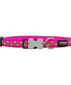 Collare per Cani Red Dingo STYLE STARS LIME ON HOT PINK 41-63 cm