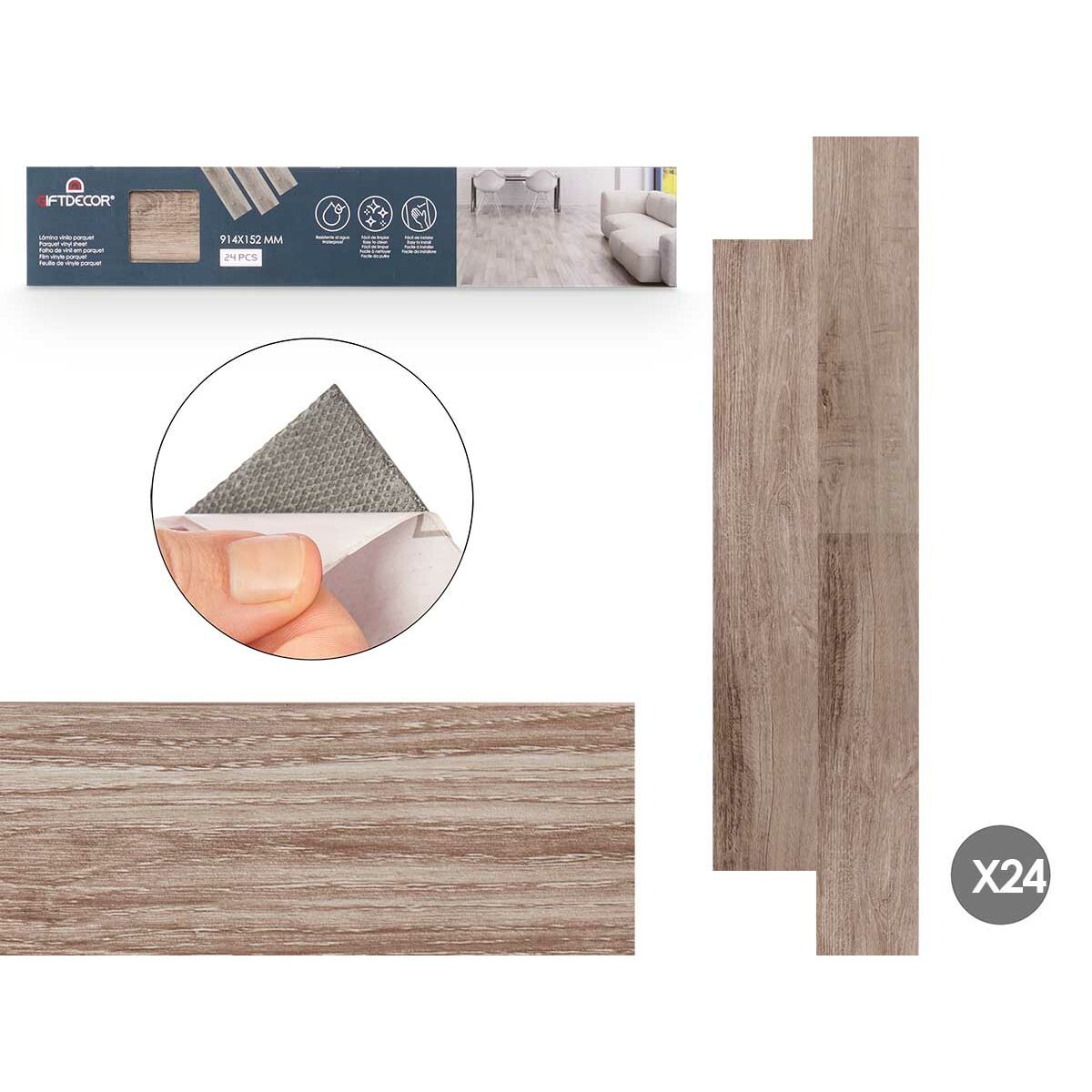 Vinile Gift Decor Parquet Grigio 24 Unità
