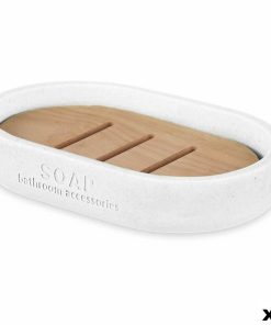 Portasapone Berilo Bianco Resina Bambù 12,5 x 2,5 x 8,5 cm (6 Unità)