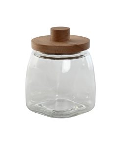Barattolo Home ESPRIT Trasparente Naturale Silicone Cristallo legno di faggio 1,9 L