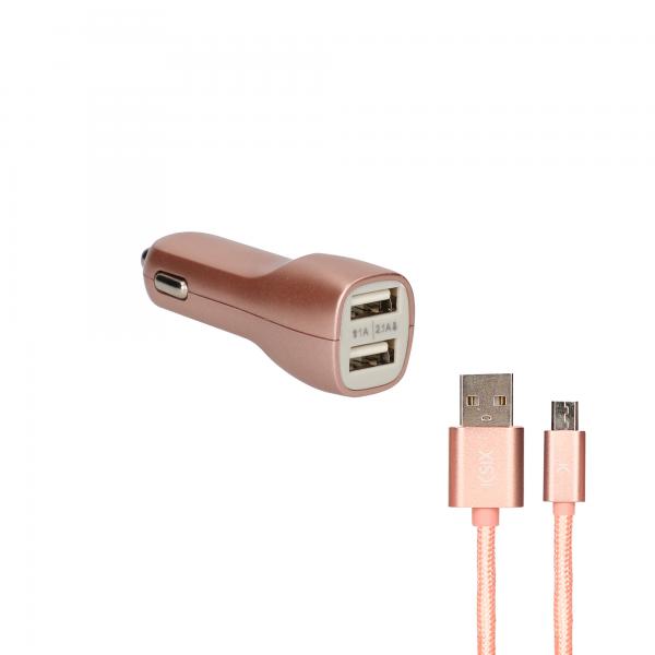 Caricabatterie per Auto KSIX USB Colore:Rosa Oro