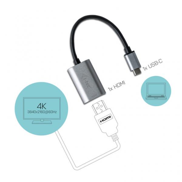 Adattatore USB C con HDMI i-Tec C31METALHDMI60HZ     Grigio