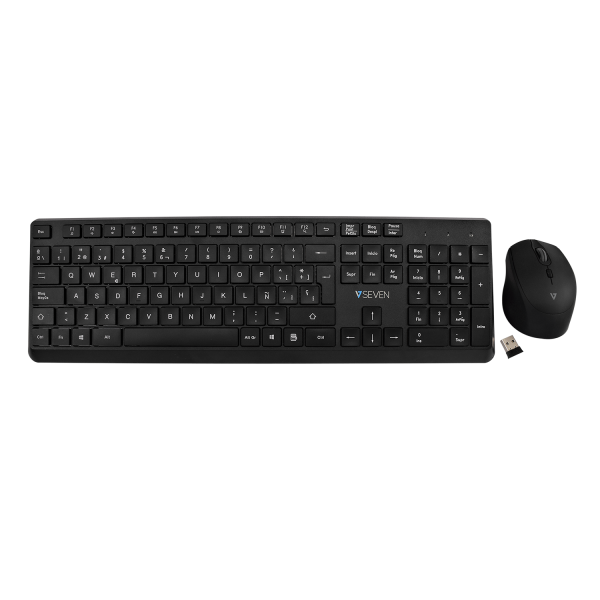 Tastiera e Mouse V7 CKW350ES Nero Qwerty in Spagnolo