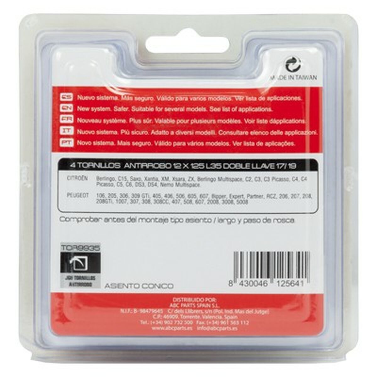 Viti Antifurto ABC Parts L48 17/19 12 x 125 mm 4 Unità
