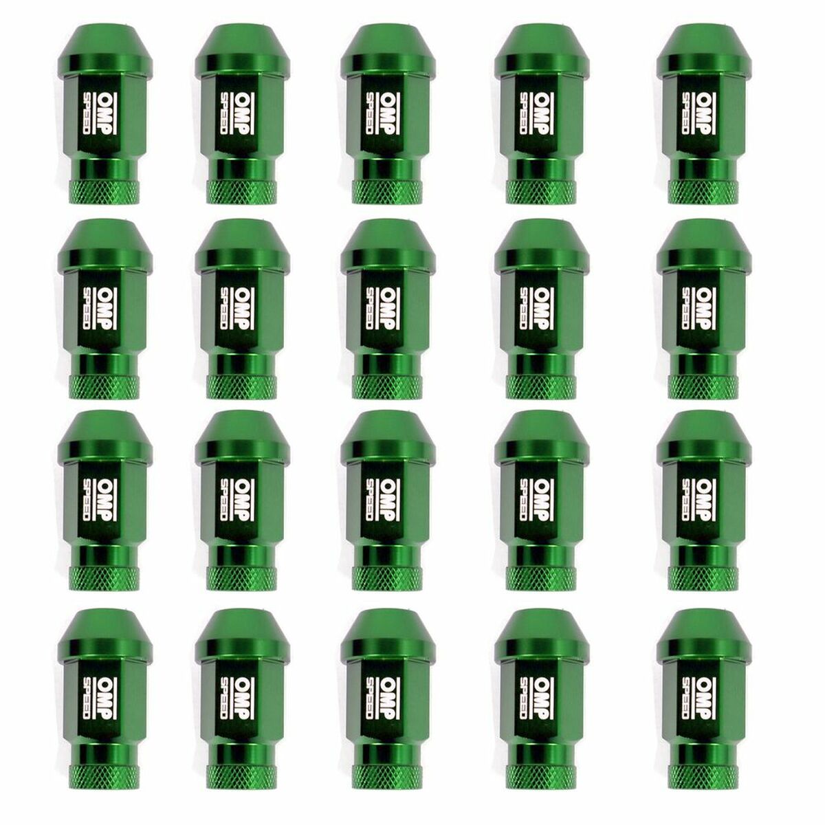 Set Dadi OMP 7075 40 mm M12 x 1,50 20 uds Verde