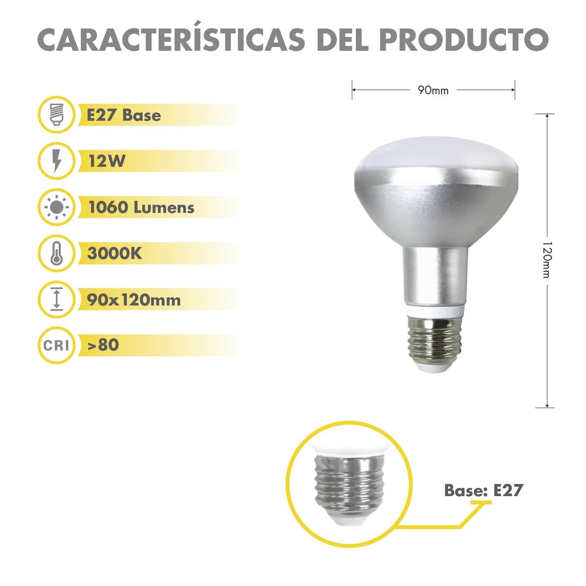 Lampadina LED Silver Electronics 999007 R90 E27 Grigio 12 W 3000K - Image 5