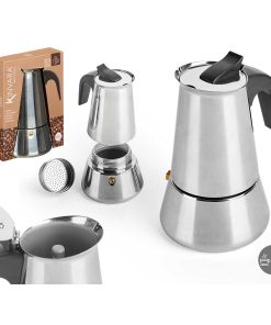 Caffettiera Italiana Kinvara Nero Argentato Acciaio Plastica 9 Tazze