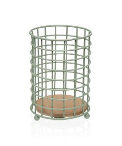 Vassoio Portaposate Versa Verde Legno Legno d'albero della gomma Acciaio Ferro 12,5 x 17,5 x 12,5 cm