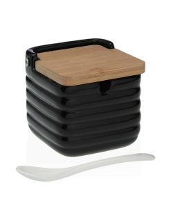 Portazucchero Versa Nero Ceramica Bambù Dolomite 8,3 x 8,3 x 8,3 cm