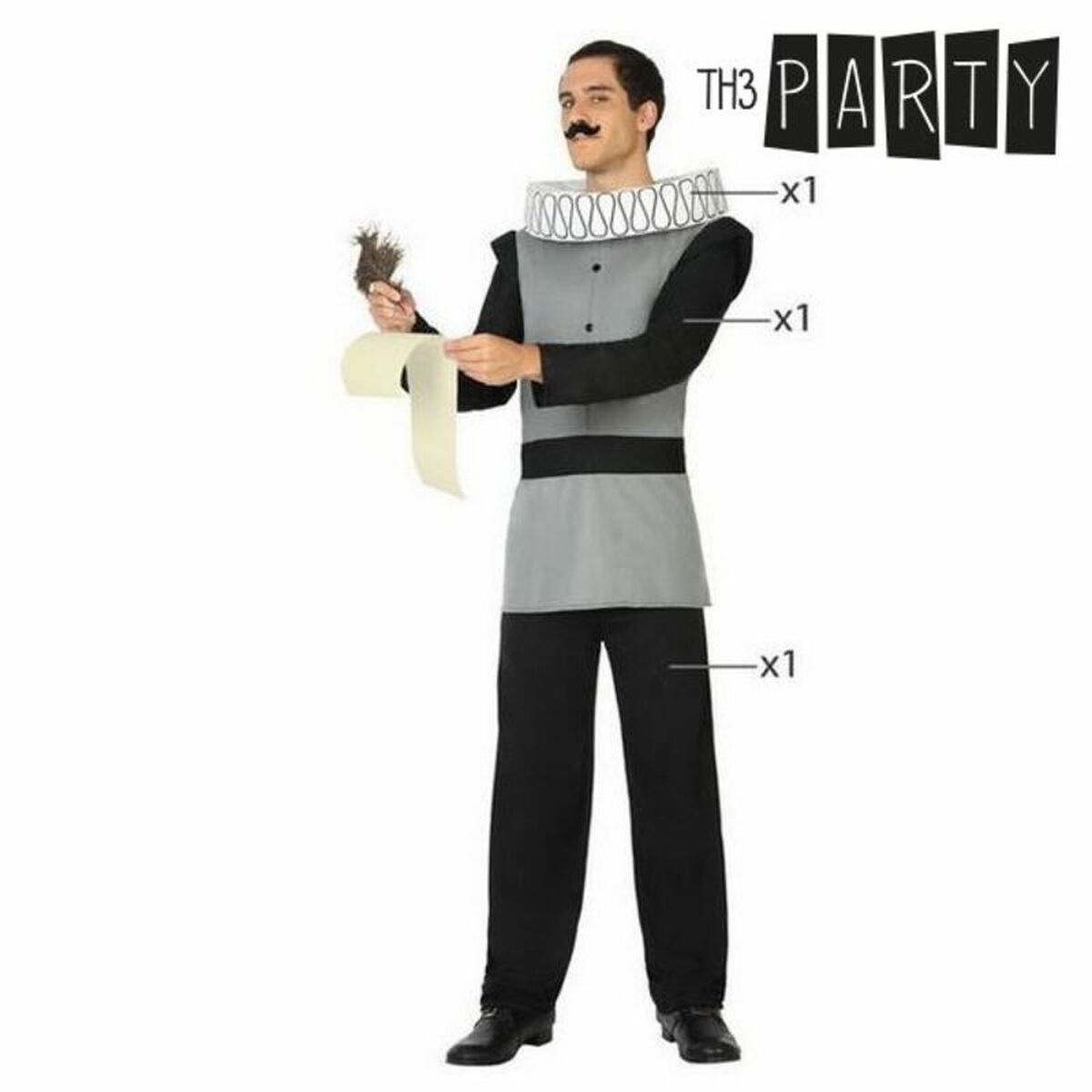 Costume per Adulti Th3 Party Nero (4 Pezzi) Taglia:XL