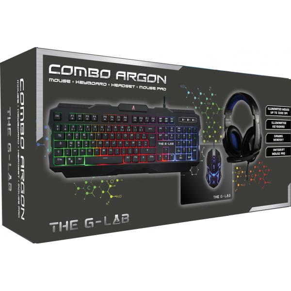 Tastiera e Mouse The G-Lab Combo Argon AZERTY Nero Francese AZERTY