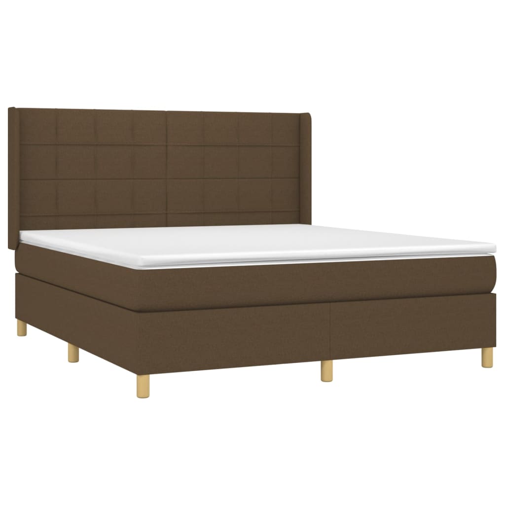 Giroletto A Molle Con Materasso Marrone Scuro 180x200cm Tessuto