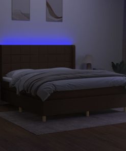 Letto A Molle Materasso E Led Marronescuro 180x200cm In Tessuto
