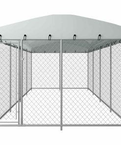 vidaXL Perrera de exterior con techo 7,6x3,8x2,3 m
