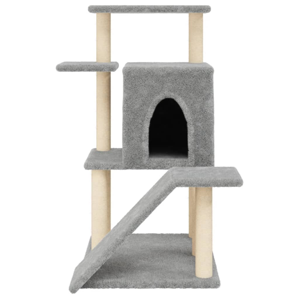 vidaXL Rascador para gatos con postes de sisal gris claro 97 cm