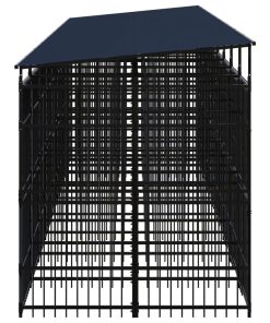 vidaXL Perrera de exterior con techo de acero 16,59 m²