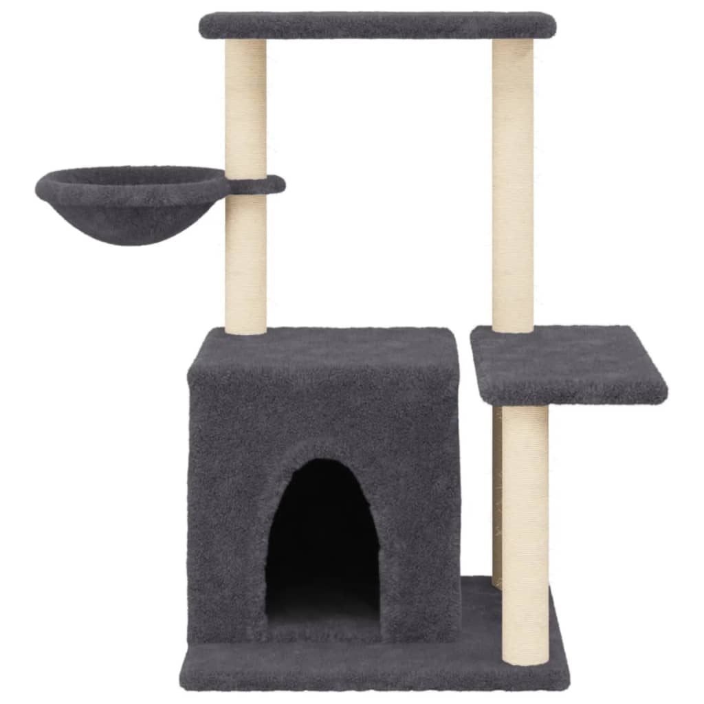 vidaXL Rascador para gatos con postes de sisal gris oscuro 83 cm
