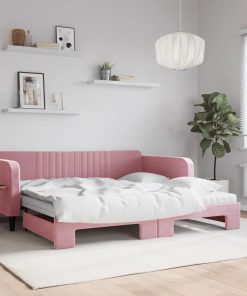 vidaXL Tagesbett Ausziehbar mit Matratzen Rosa 100x200 cm Samt