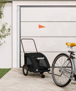 vidaXL Fahrradanhänger Hunde Schwarz Oxford-Gewebe und Eisen
