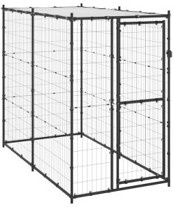 vidaXL Outdoor-Hundezwinger Stahl mit Überdachung 110x220x180 cm