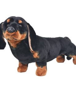 vidaXL Plüschtier Hund Dackel Stehend Plüsch Schwarz XXL