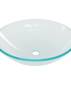 vidaXL Waschbecken mit Armatur und Ablaufgarnitur Hartglas