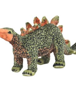 vidaXL Plüschtier Stegosaurus Stehend Plüsch Grün und Orange XXL