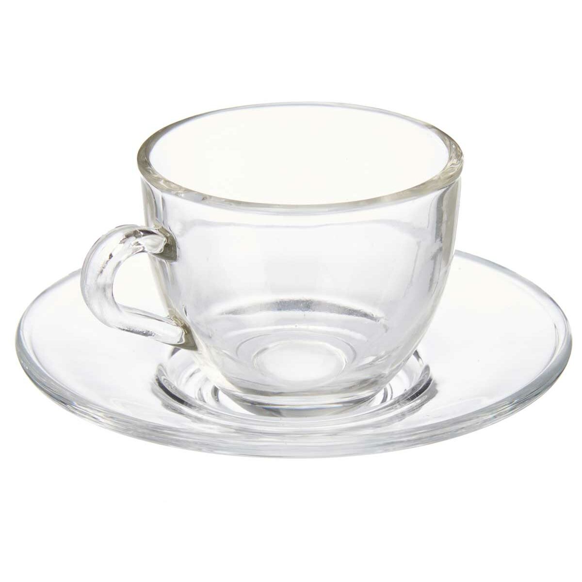 Tazza con Piatto Vivalto Trasparente Vetro 85 ml (6 Unità)
