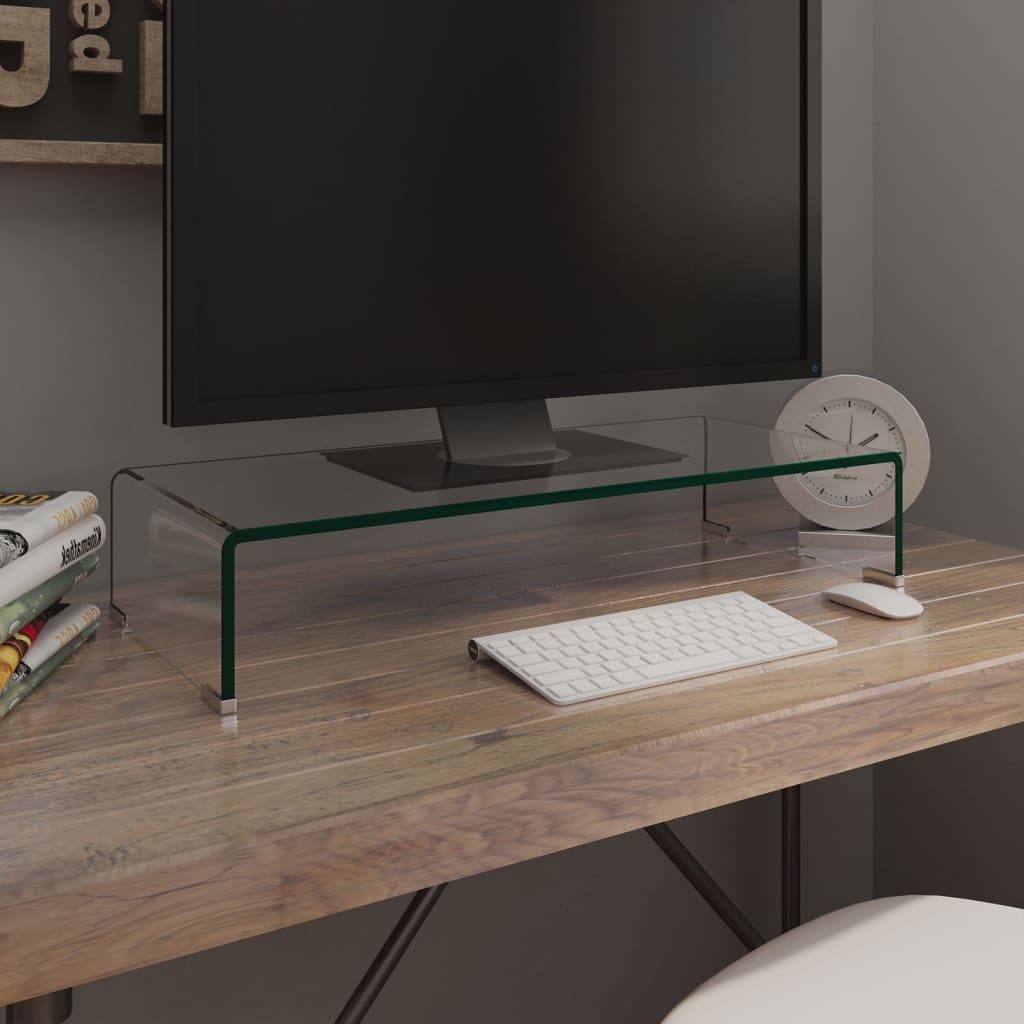 vidaXL Soporte para TV/Elevador monitor cristal claro 70x30x13 cm