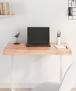 vidaXL Tablero mesa madera tratada borde natural marrón 80x60x(2-6) cm