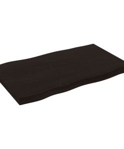 vidaXL Tablero mesa madera tratada borde vivo marrón 80x50x(2-4) cm