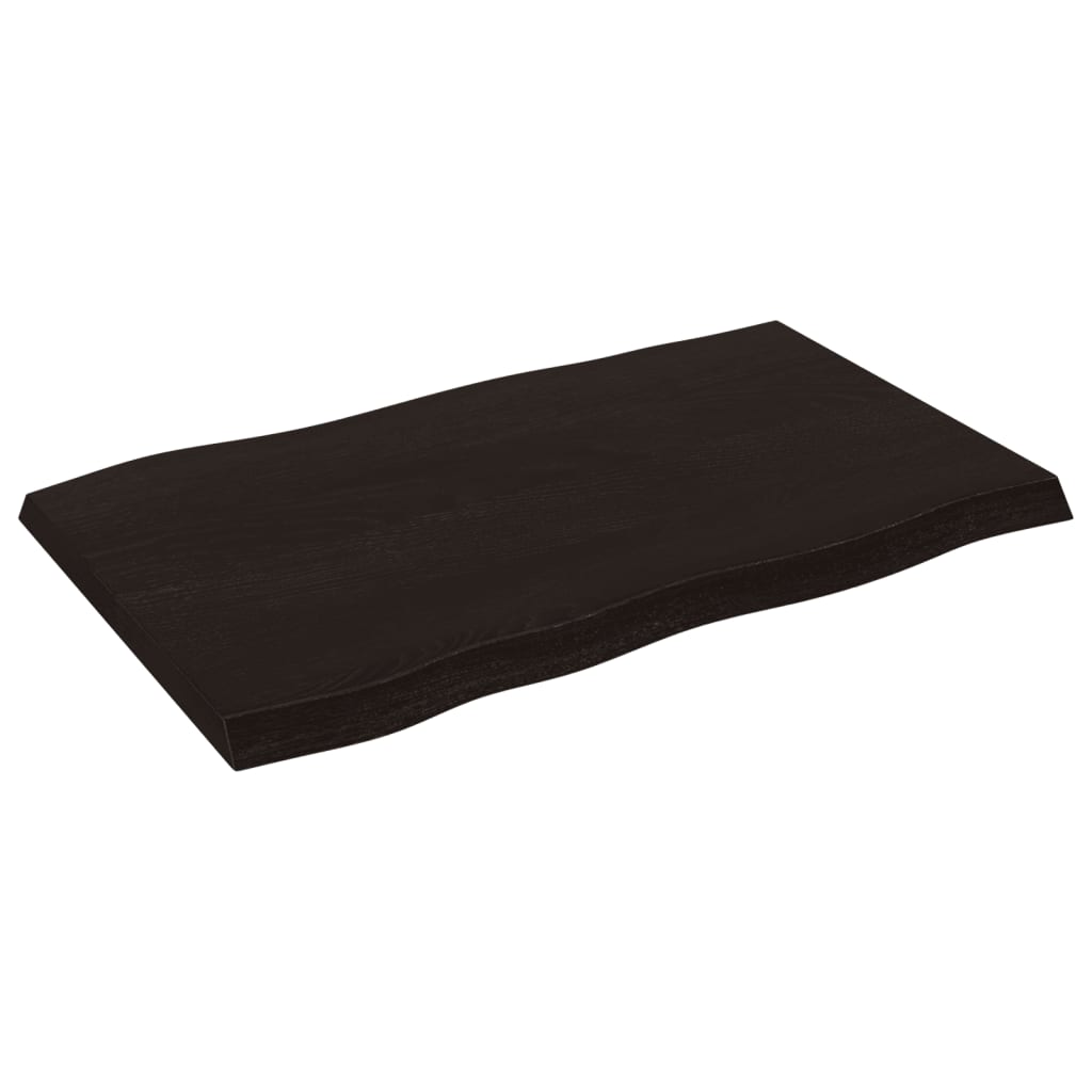 vidaXL Tablero mesa madera tratada borde vivo marrón 80x50x(2-4) cm