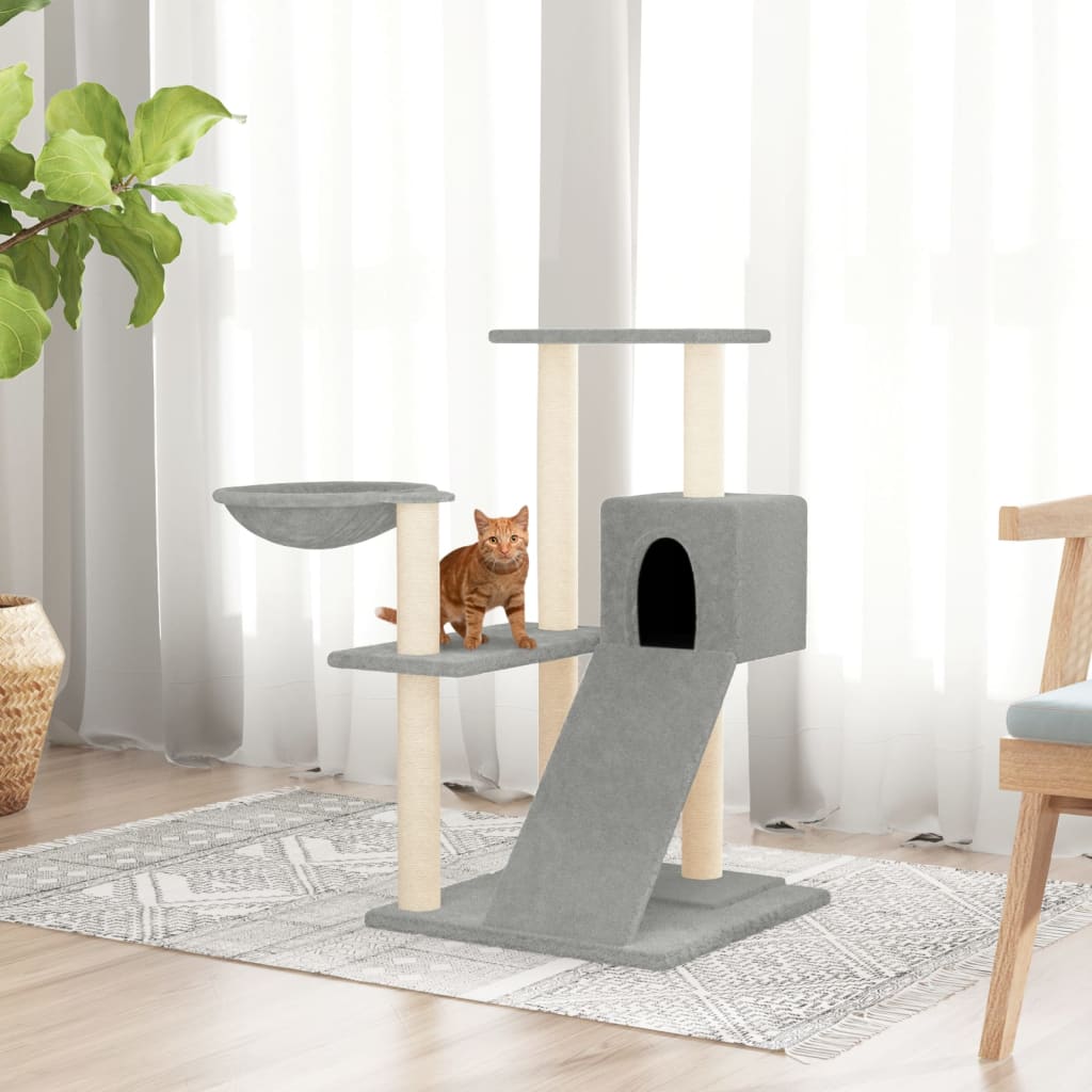 vidaXL Rascador para gatos con postes de sisal gris claro 82 cm