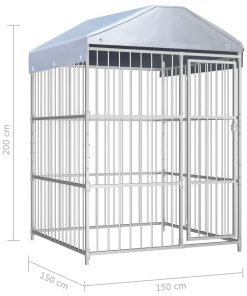 vidaXL Perrera de exterior con techo 150x150x200 cm