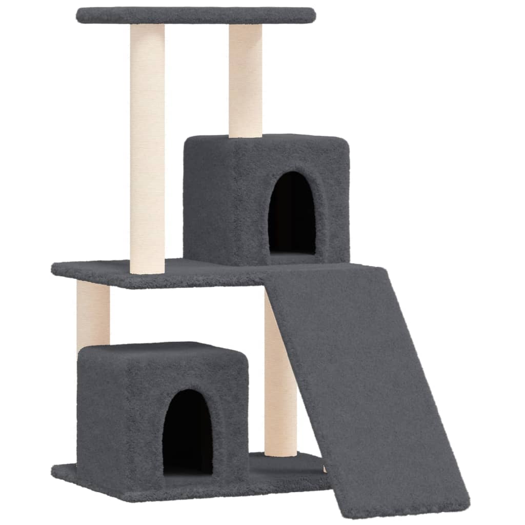 vidaXL Rascador para gatos con postes de sisal gris oscuro 82 cm